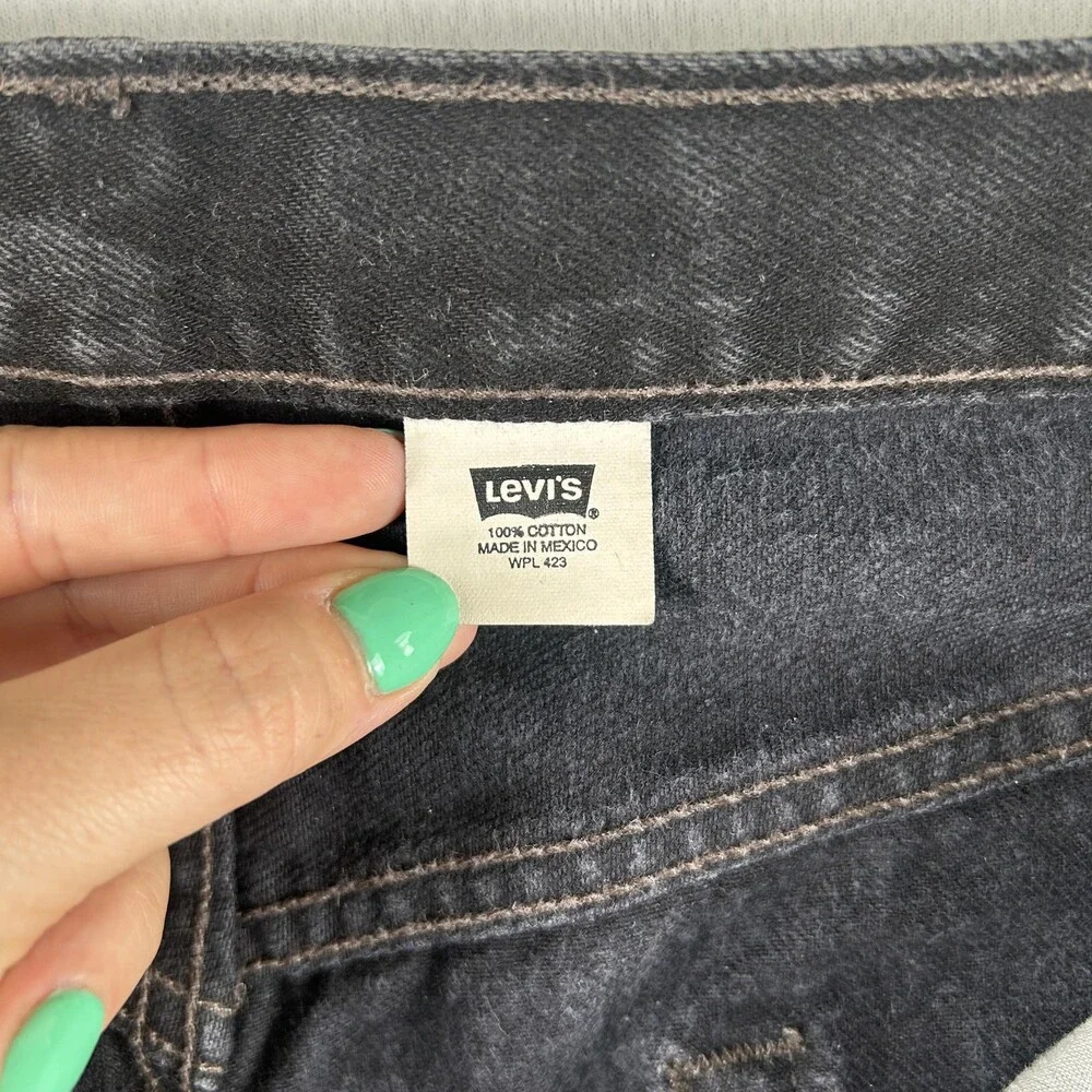 Vintage Levis 501 Jeans Mens 35x32 Charcoal Wash Black Denim Regular Straight